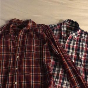 Two shirt bundle- mens plaid button down